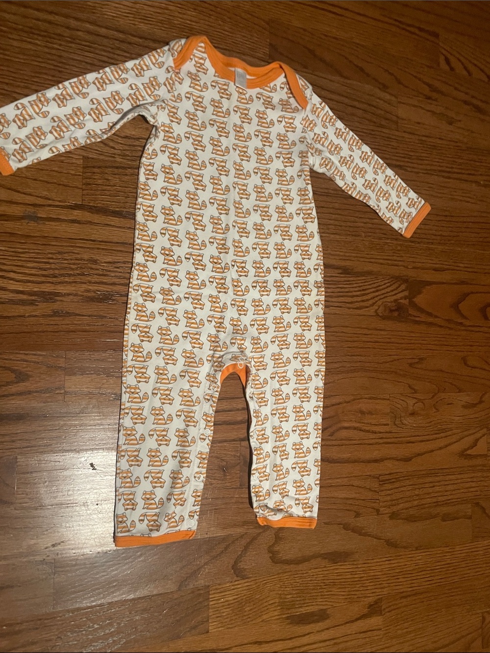 Nordstrom White and Orange Fox Print One-Piece Footie